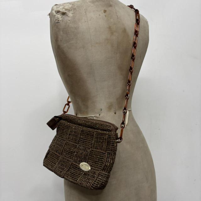 Brown woven crossbody bag