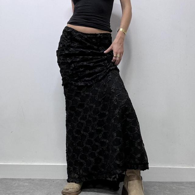 Black lace gothic maxi skirt