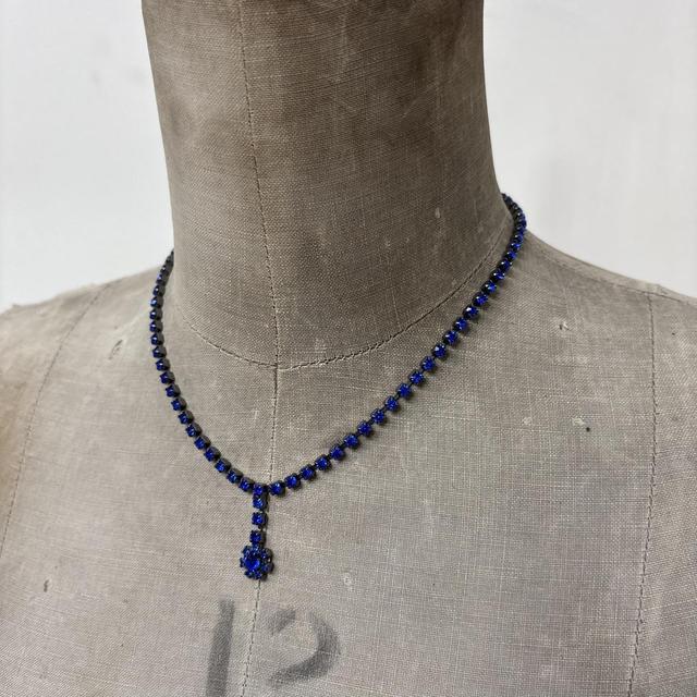 Y2K tennis necklace blue diamond