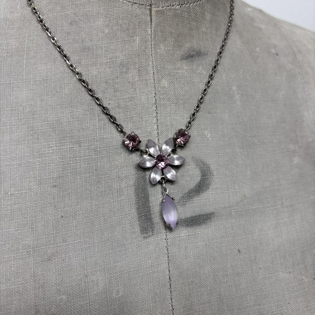 Pink gemstone fairy flower necklace