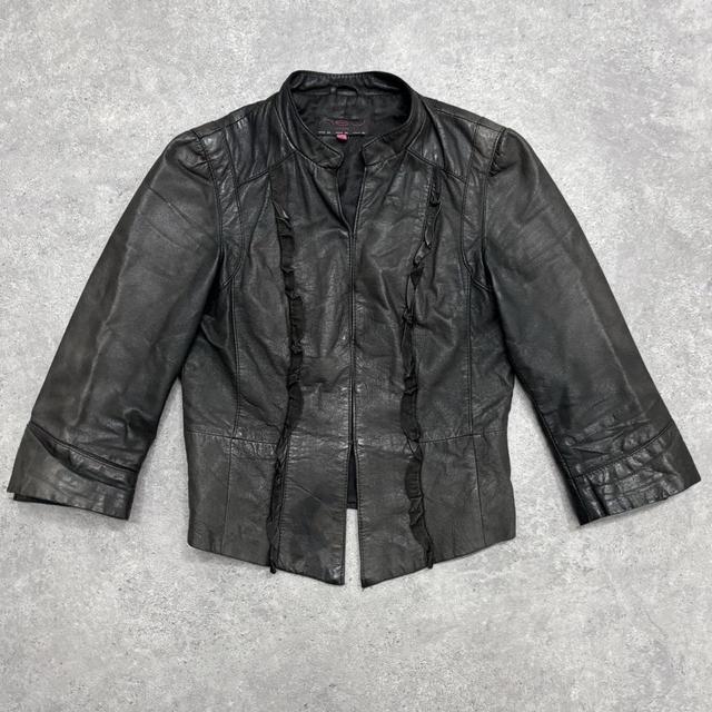 Grunge black fitted leather jacket