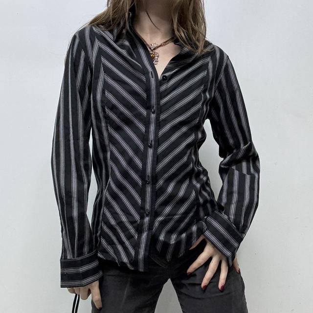 Office pinstripe flared grunge shirt