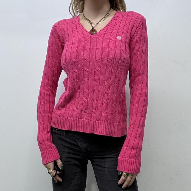 Slouchy pink cable knit jumper