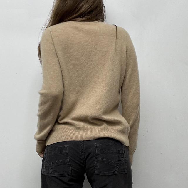 Tan knitted cashmere cardigan
