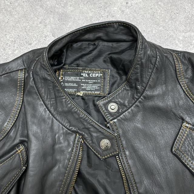 Vintage black leather biker jacket