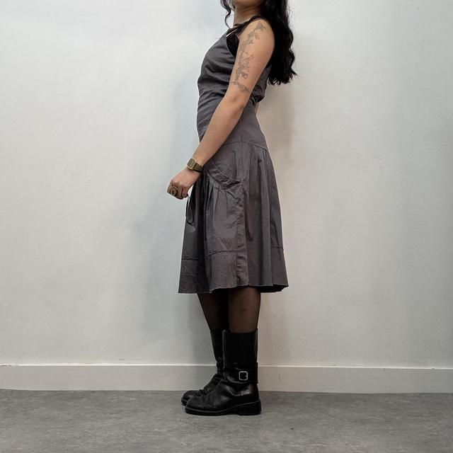 Grey cotton flared midi dress