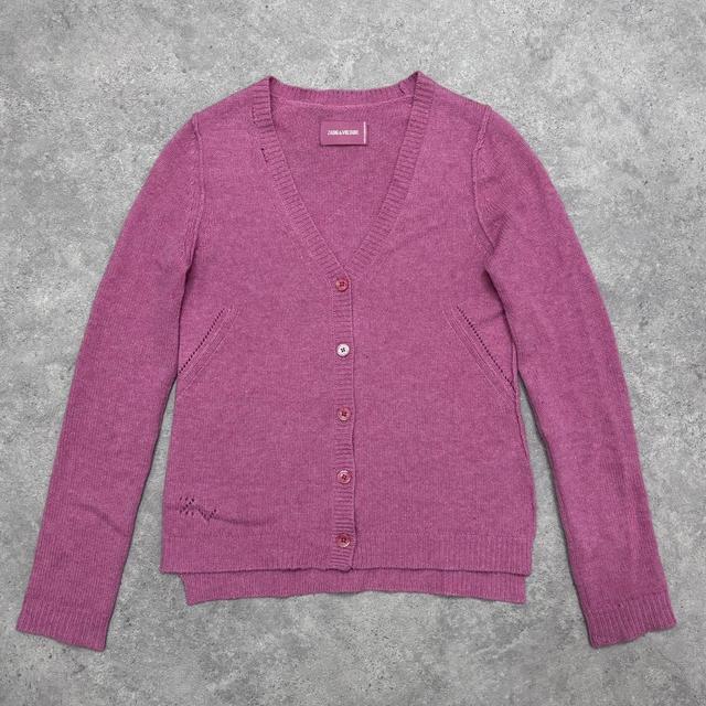 Pink slouchy knitted cashmere cardigan