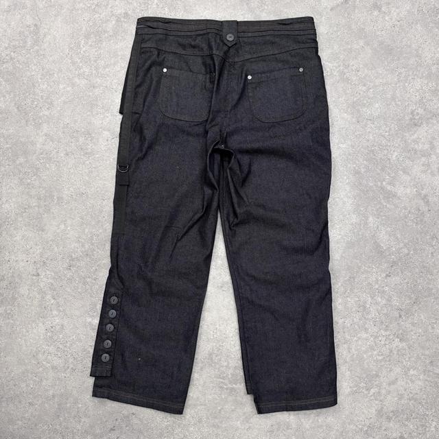 Dark denim utility cargo pants