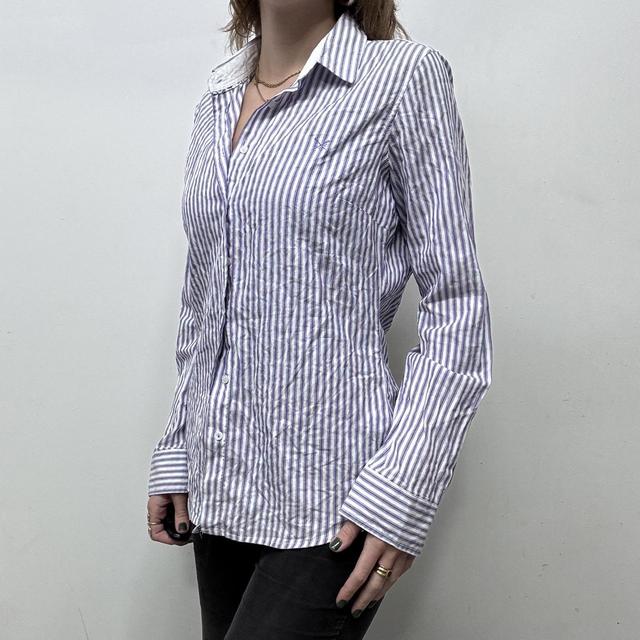 Flared pinstripe fitted shirt