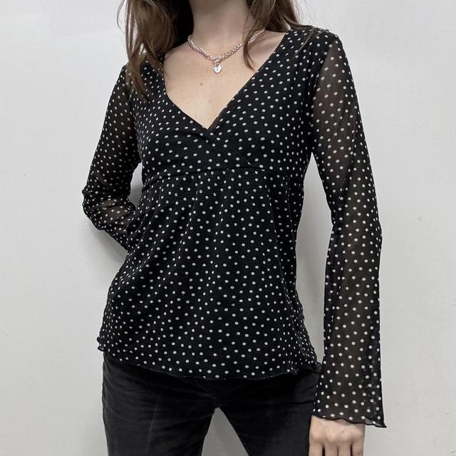 Coquette polka dot mesh shirt