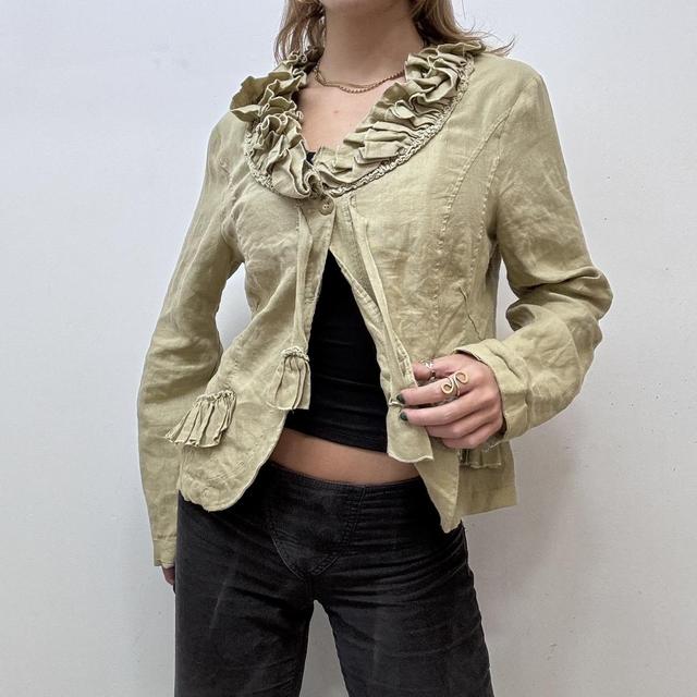 Ruffle linen fairy tan jacket