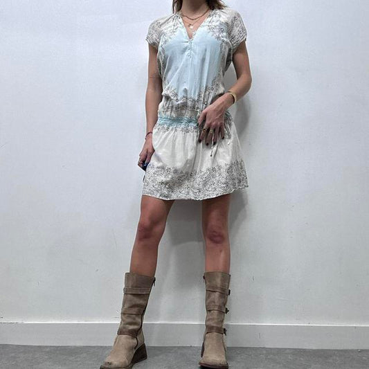 Lace paisley floral mini dress