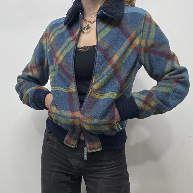Tartan checked bomber jacket