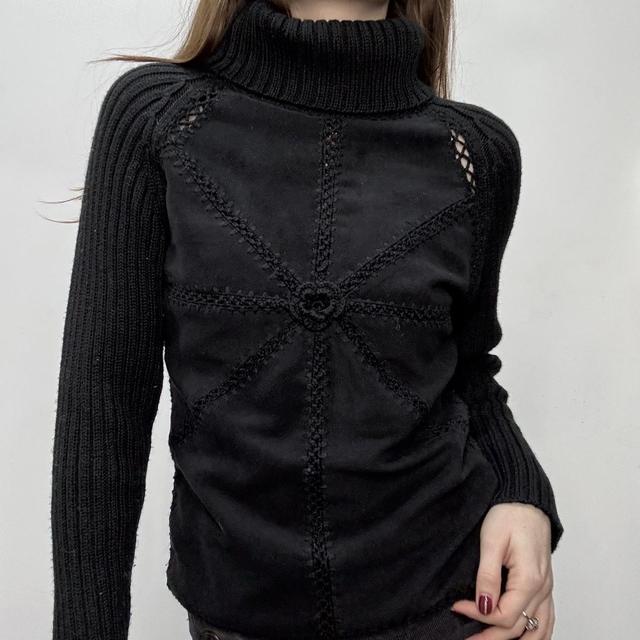Black crochet knitted jumper
