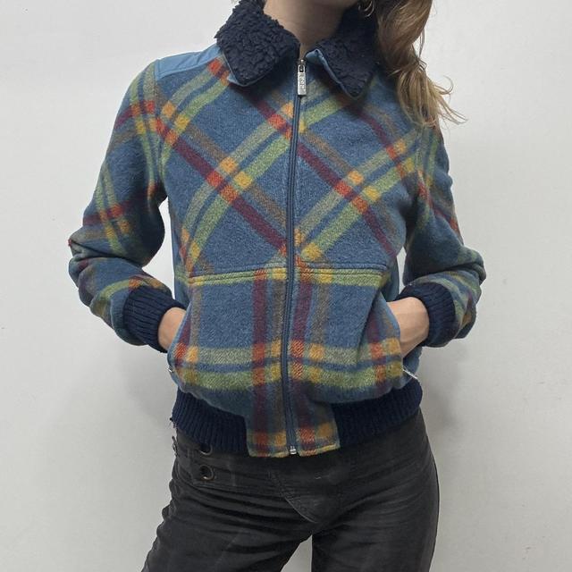 Tartan checked bomber jacket