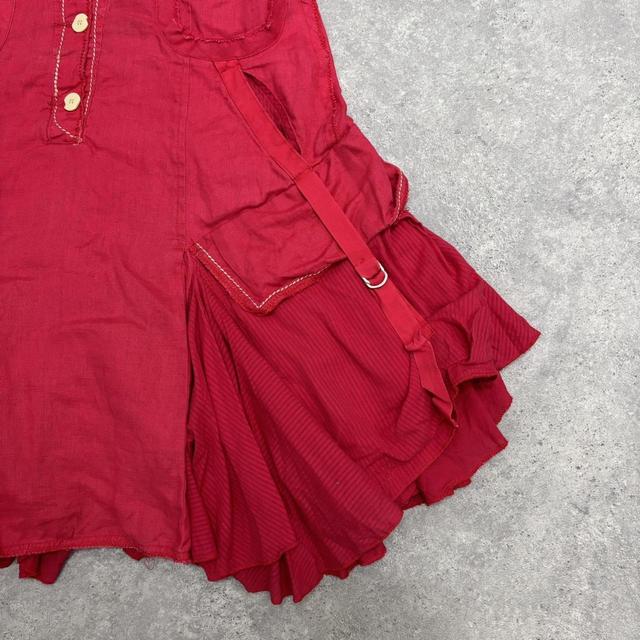 Layered red cargo pinstripe dress