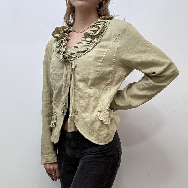 Ruffle linen fairy tan jacket
