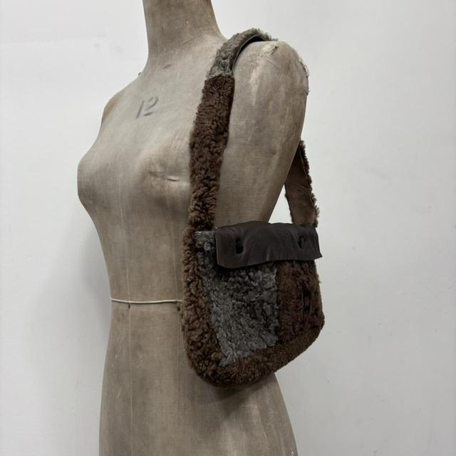 Brown sheepskin fur bag