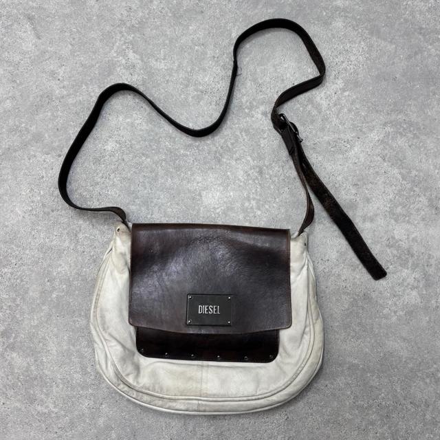 Distressed diesel leather crossbody bag