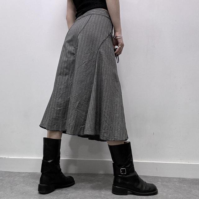 Flared pinstripe midi skirt