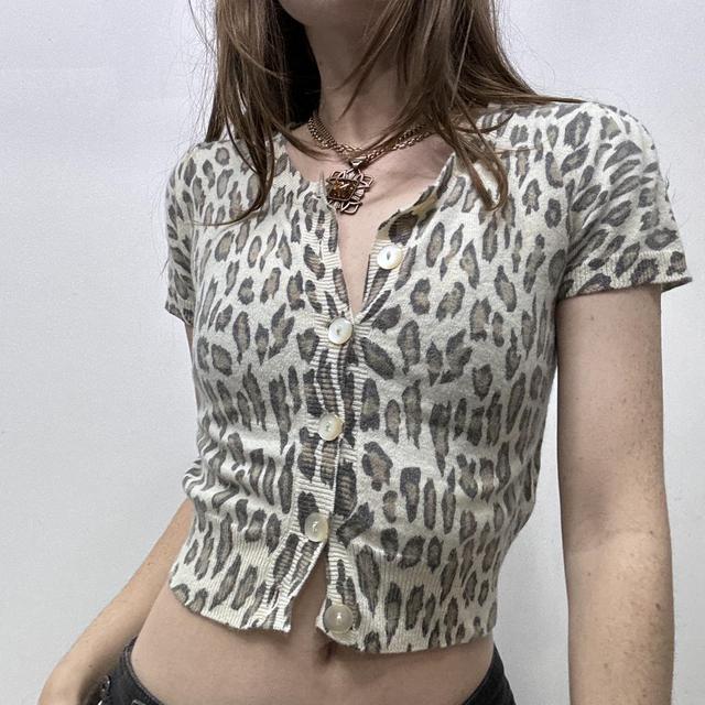 Angora knitted leopard cardigan