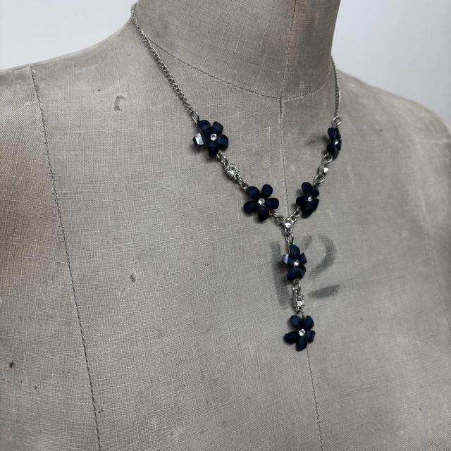 Blue gemstone flower fairy necklace