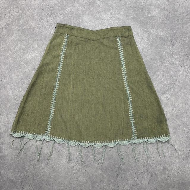 Green fairy lace crochet embeslihed floral skirt
