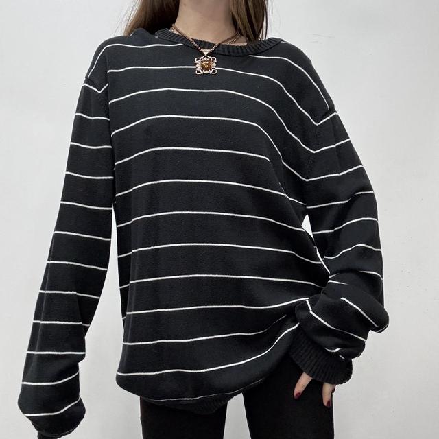 Black chunky knit pinstripe jumper