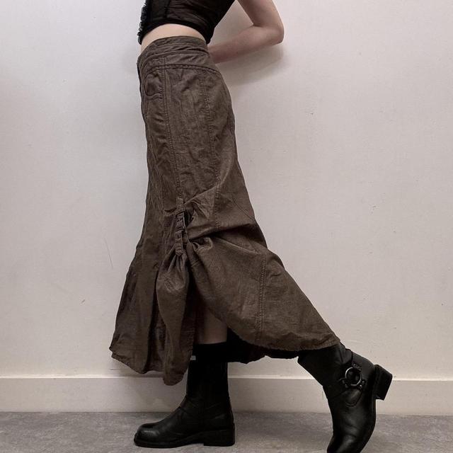 Brown linen asymmetrical skirt