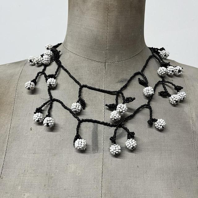 Beaded flower cherry necklace