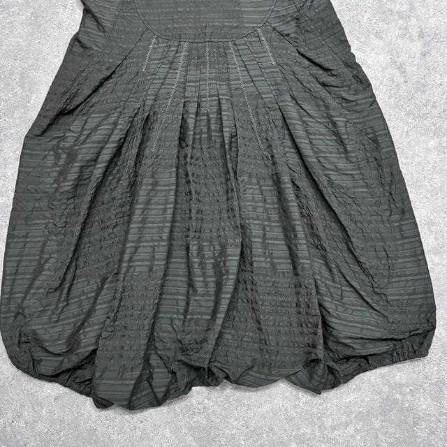 Vintage pinstripe puff midi dress