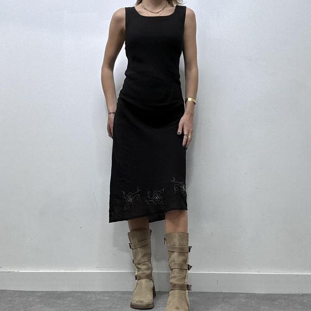 Black wide neck bias cut maxi dress