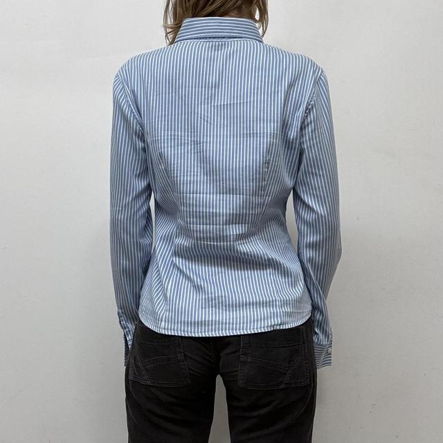 Blue pinstripe fitted officecore shirt