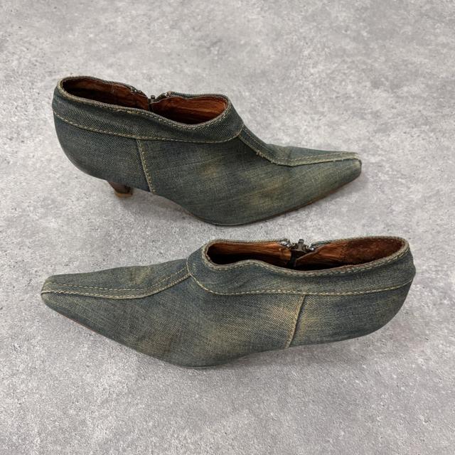 Distressed denim archival heels