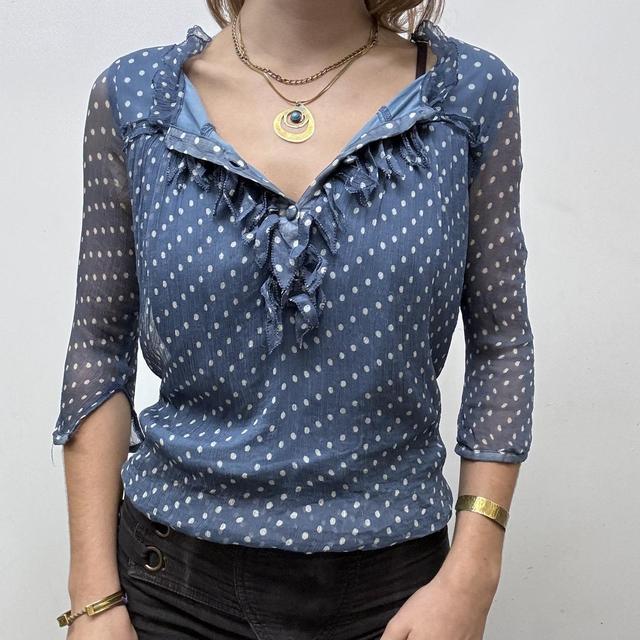 Vintage polka dot sheer silk blouse
