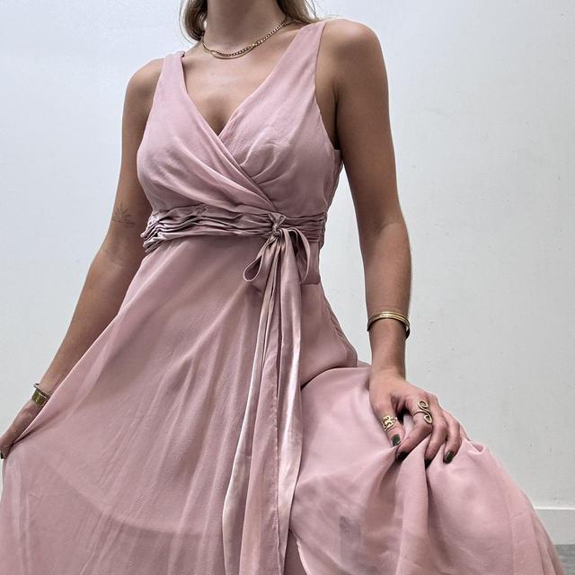 Pink drape waterfall dress