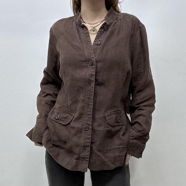 Oversized brown linen slouchy jacket