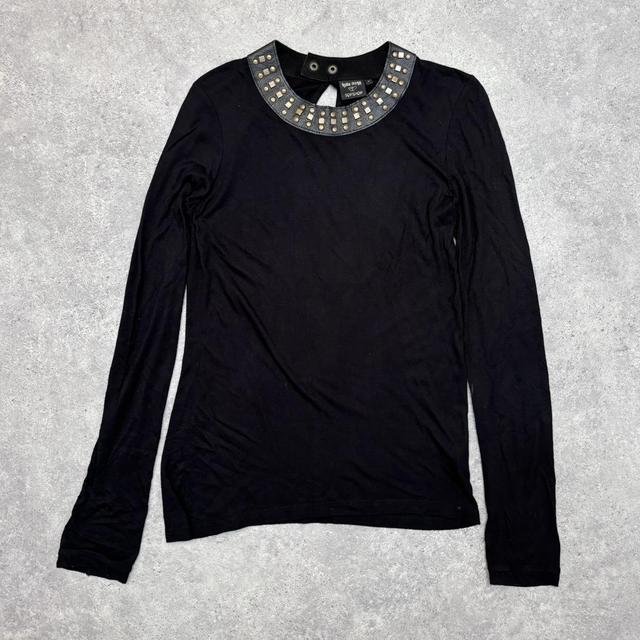 Black studded leather tshirt