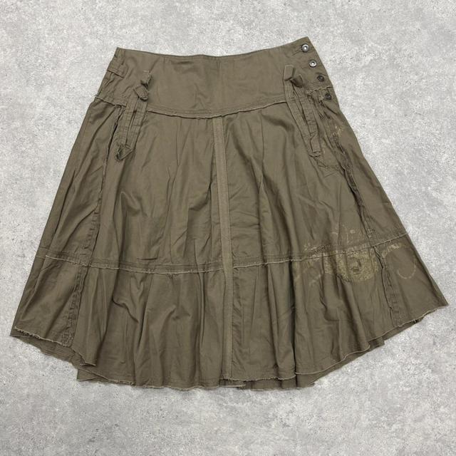 Khaki utility flared cargo skirt