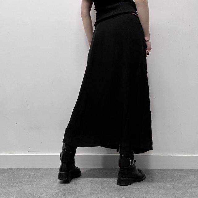 Black sheer layered midi skirt