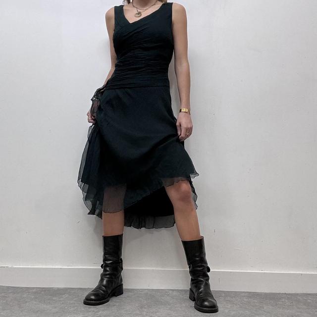 Asymmetrical sheer layered lace dress