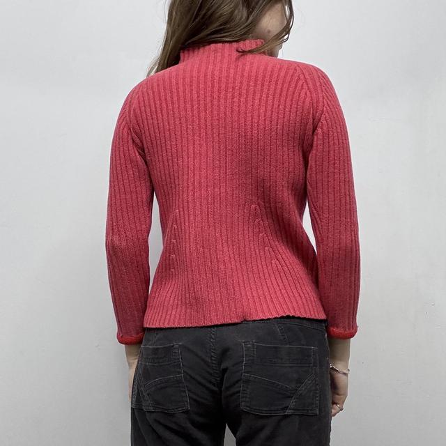 Pink ribbed knit wool jumper
