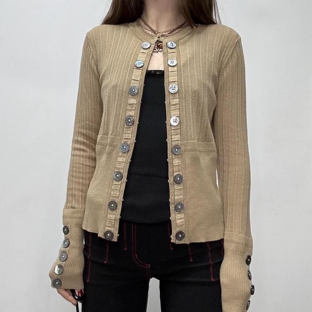 Tan knit button cardigan