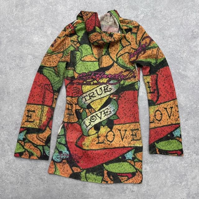 Graphic patterned slouchy flared hoodie