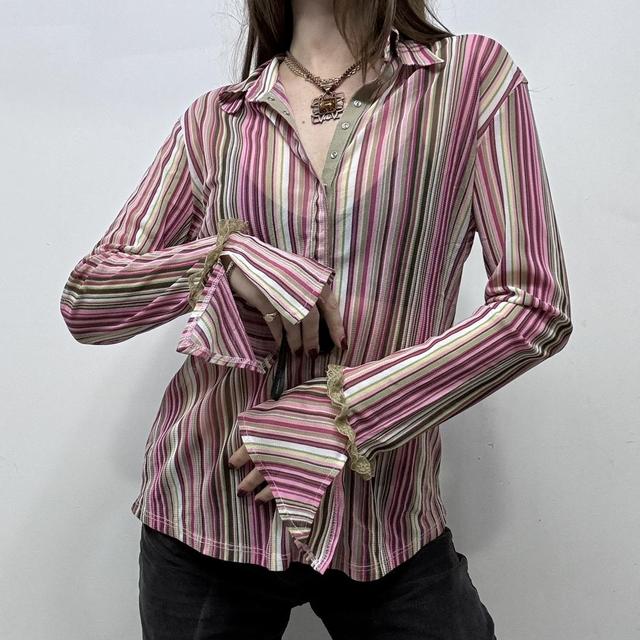 Office pinstripe flared grunge shirt