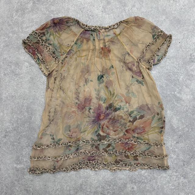 Sheer crinkle silk floaty ruffle top