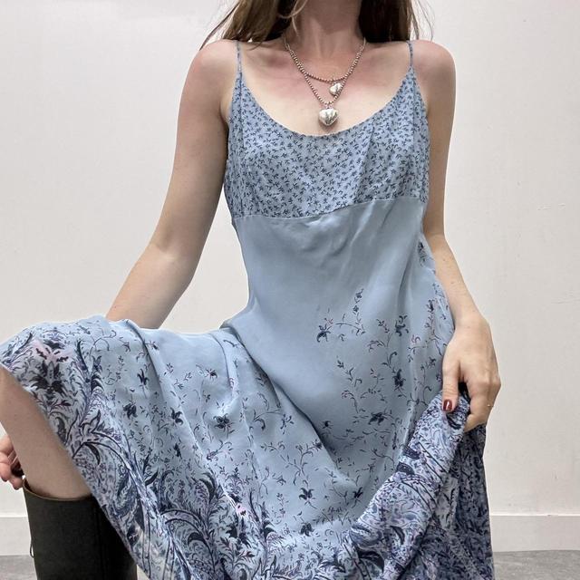 Blue floral 90s bias dress