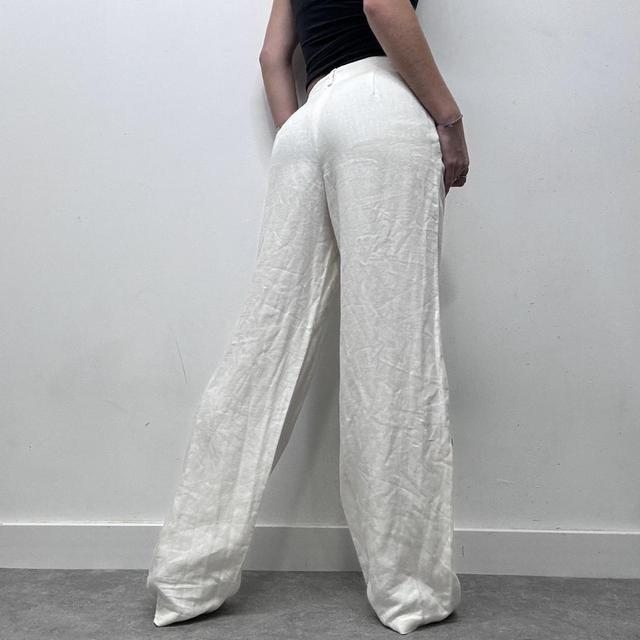 Flared wide leg linen trousers
