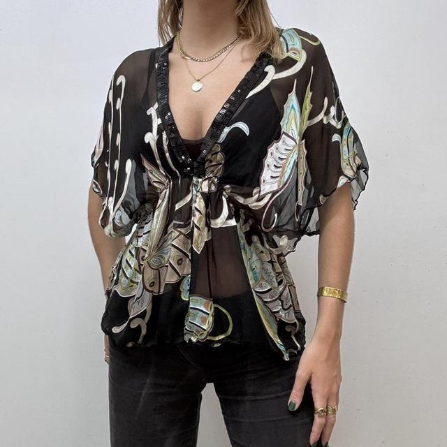 Sheer floaty silk butterfly blouse