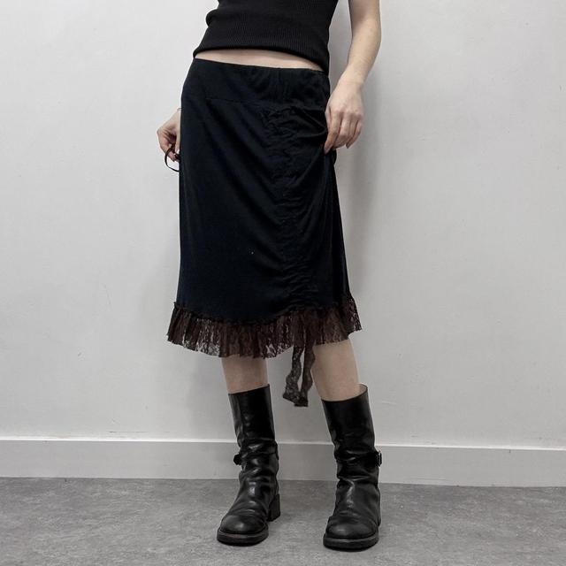 Black lace gathered skirt
